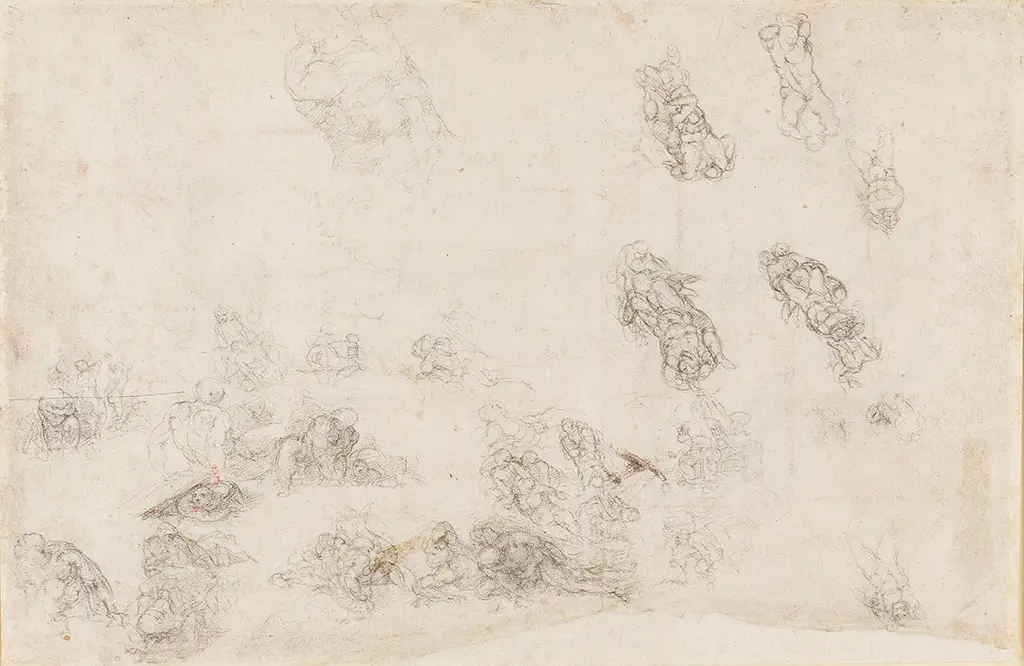 Studies for Figures in the Last Judgement in Detail Michelangelo